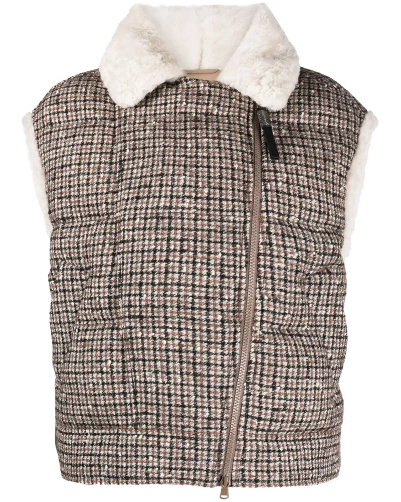 Brunello Cucinelli Weste mit Karomuster - Nude Nude