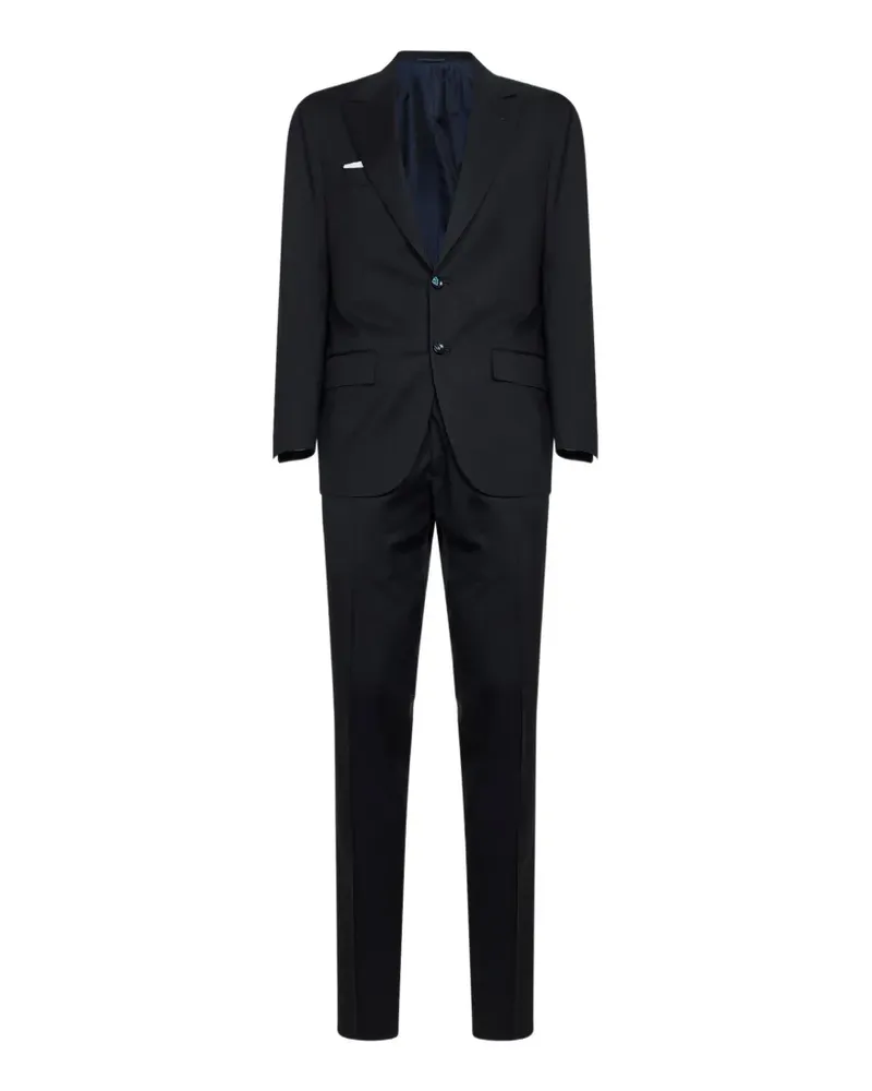 Kiton single-breasted peak-lapel suit - Blau Blau