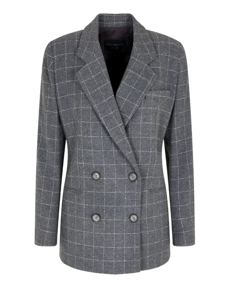 Emporio Armani Icon checked double-breasted blazer - Grau Grau