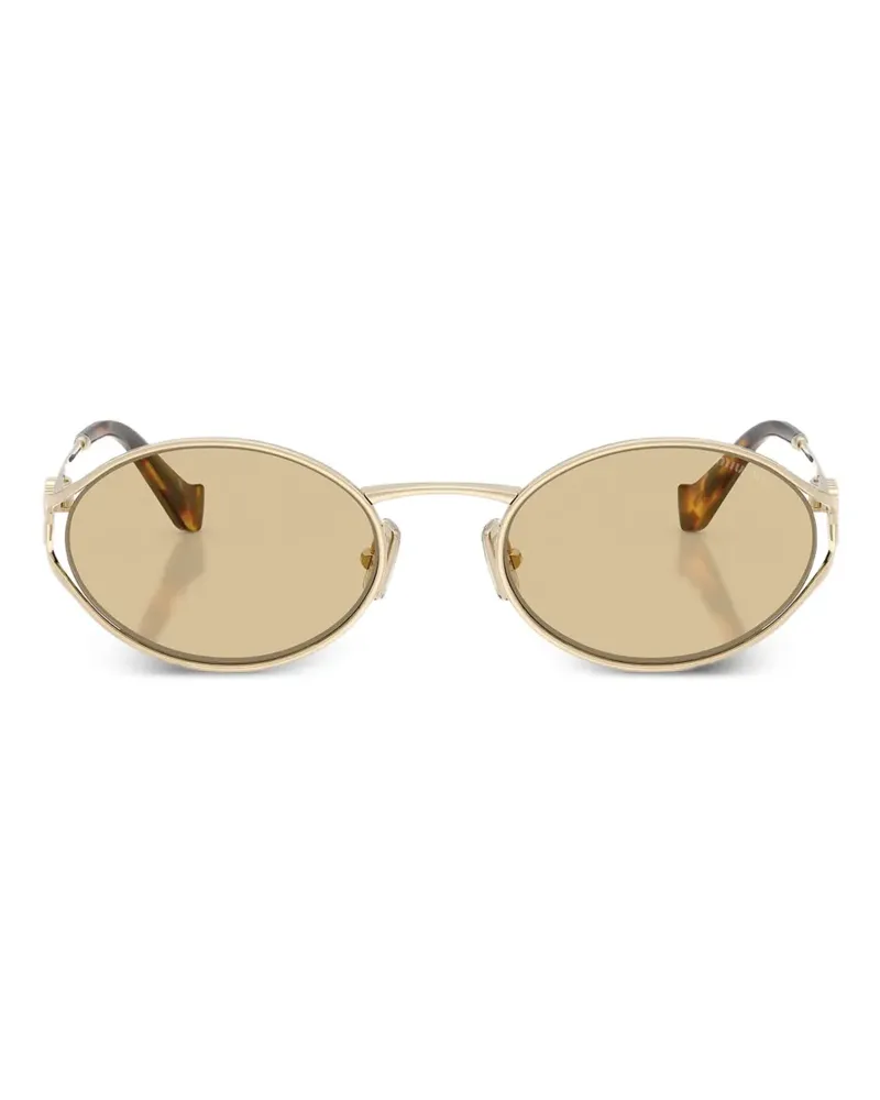 Miu Miu Sonnenbrille mit ovalem Gestell - Gold Gold