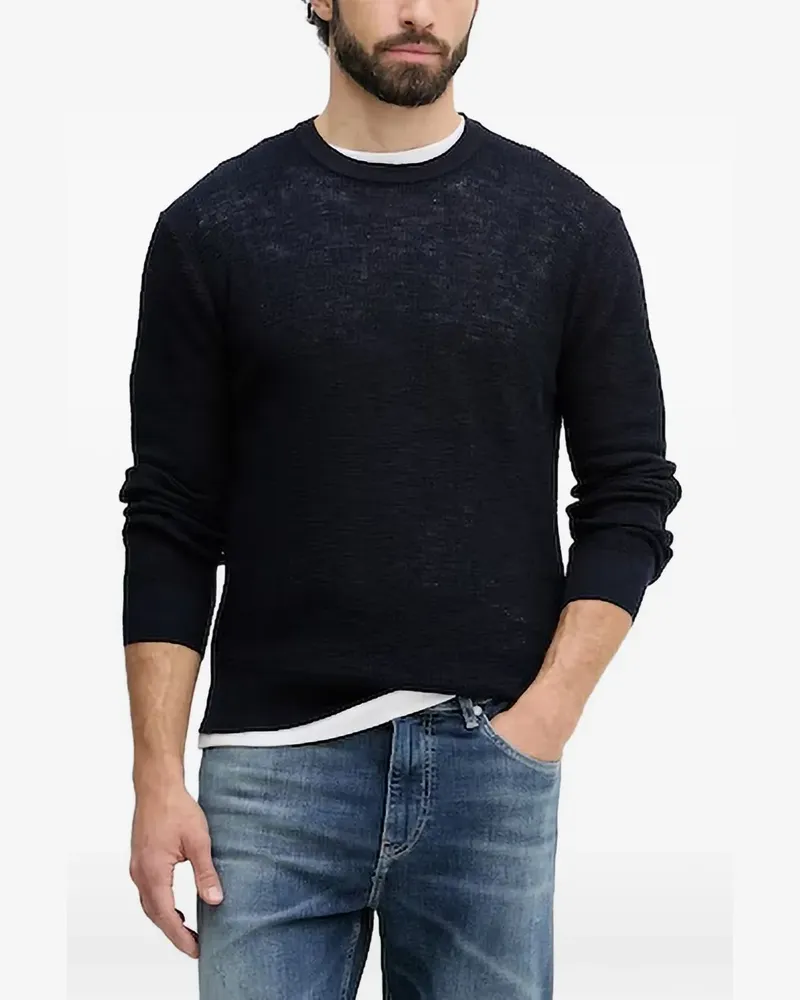 Benetton Fein gestrickter Pullover - Blau Blau