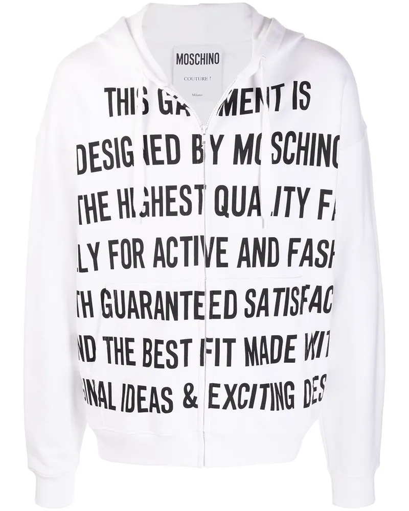 Moschino Kapuzenjacke mit Slogan-Print - Weiß Weiß
