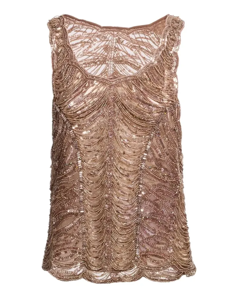 Elie Saab Tanktop mit Perlenstickerei - Braun Braun