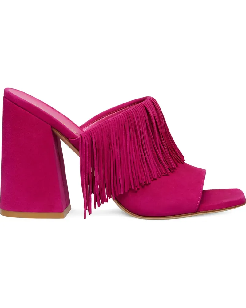 Stuart Weitzman 100mm fringe square-toe sandal - Rosa Rosa