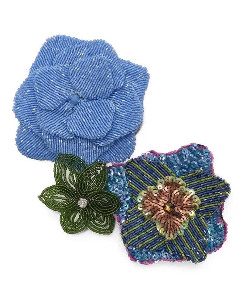Maliparmi beaded floral brooch set - Blau Blau