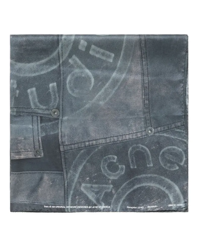 Acne Studios Seidenschal mit Print - Blau Blau