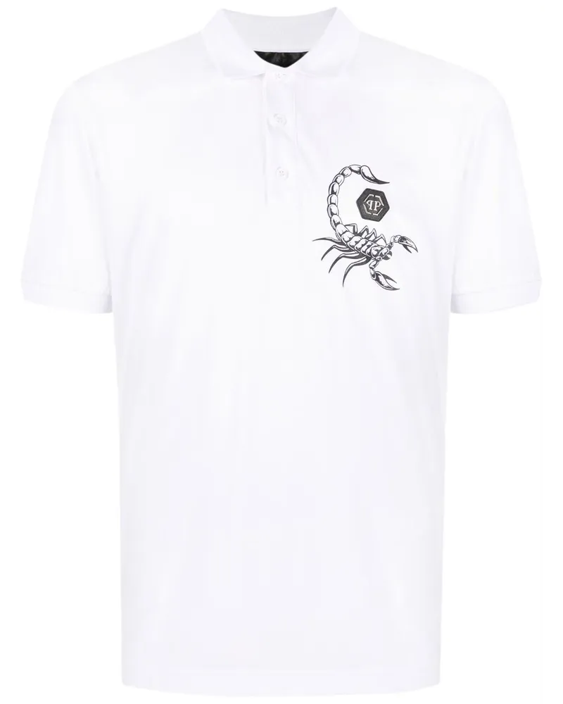 Philipp Plein Poloshirt mit Skorpion-Print - Weiß Weiß