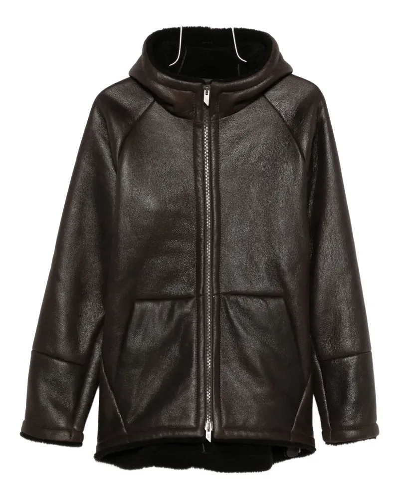 Salvatore Santoro hooded leather jacket - Braun Braun