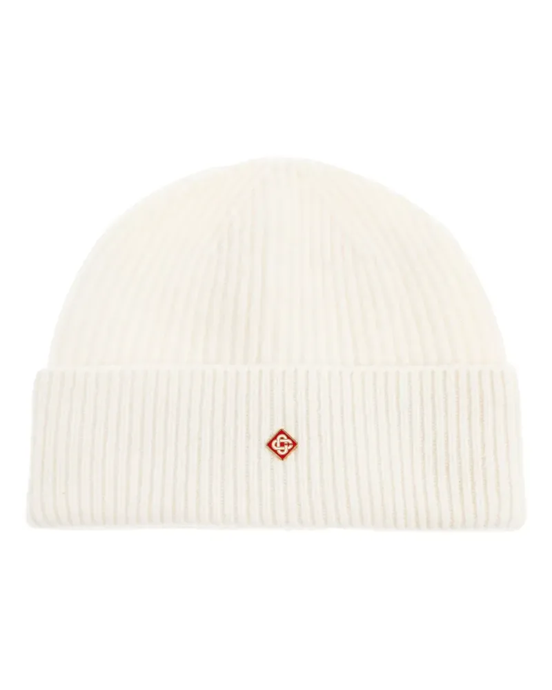 Casablanca Paris Gerippte Beanie aus Wolle - Weiß Weiß