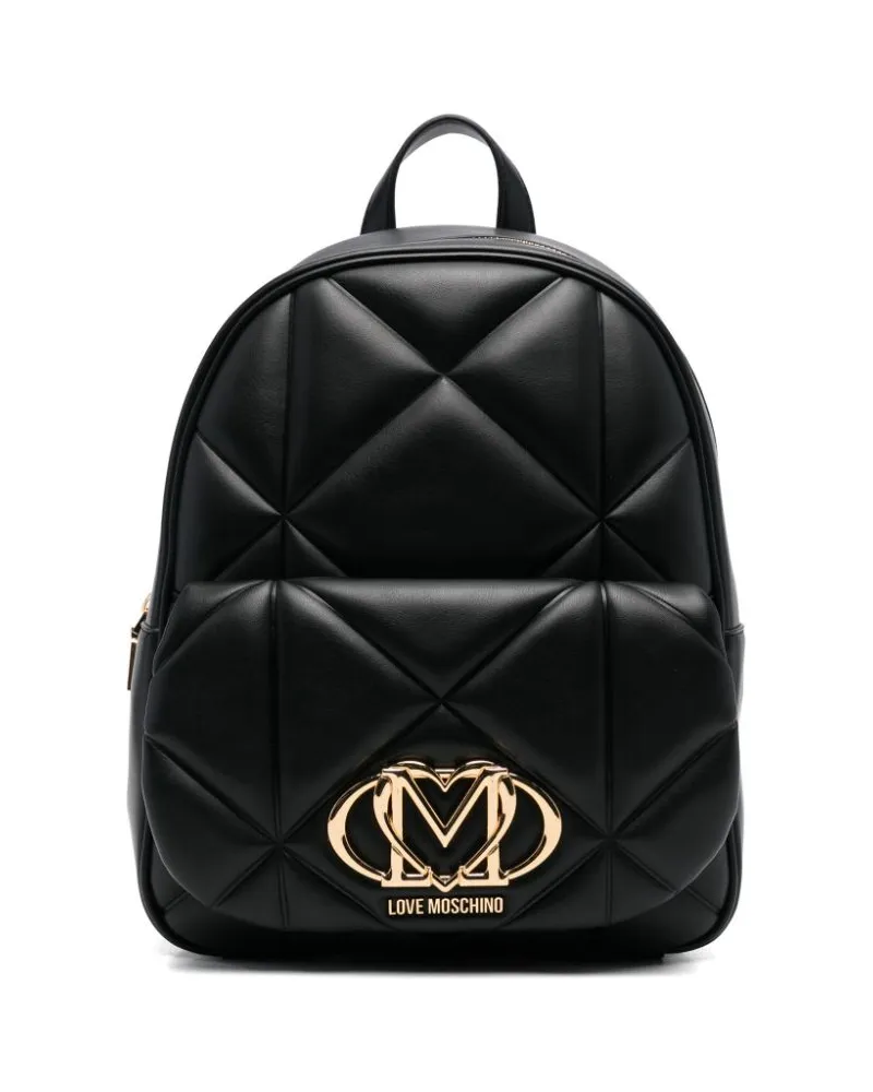 Moschino Rucksack mit Logo-Schild - Schwarz Schwarz