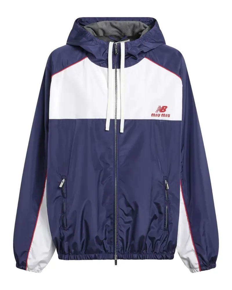 Miu Miu x New Balance Kapuzenjacke mit Logo-Print - Blau Blau
