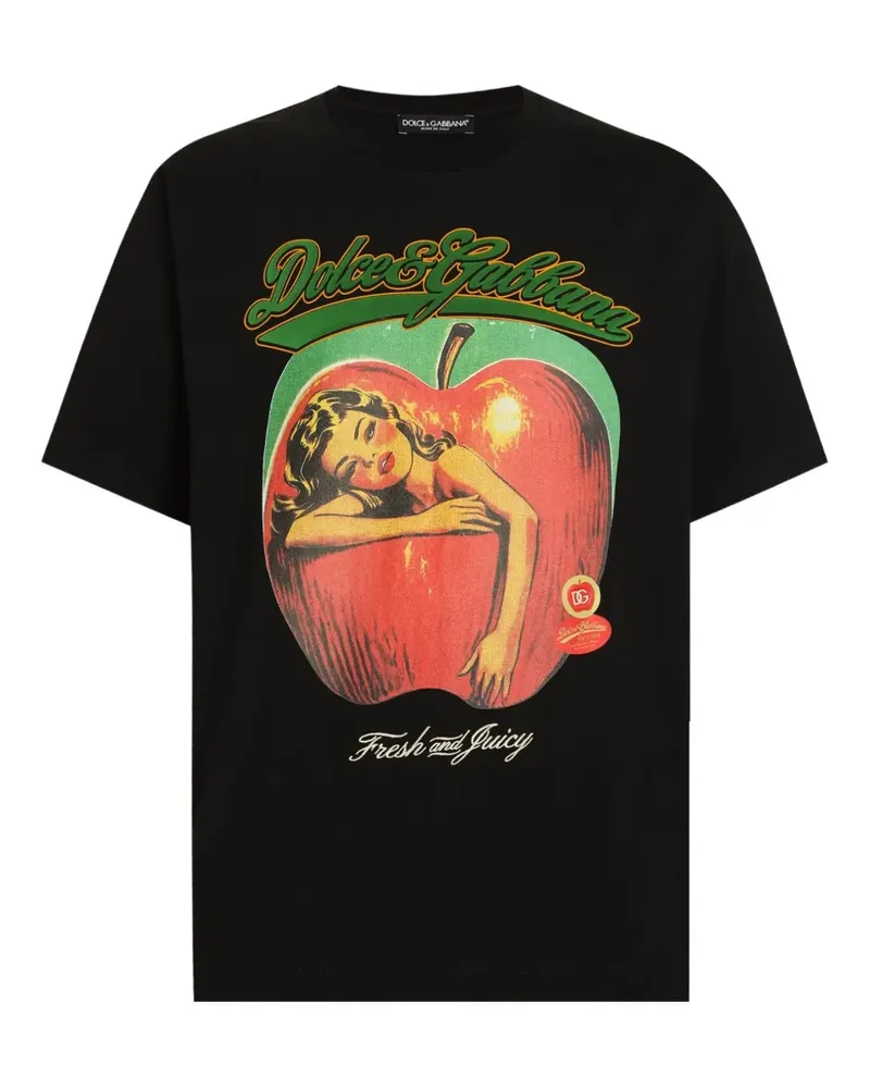 Dolce & Gabbana T-Shirt mit Apfel-Print - Schwarz Schwarz