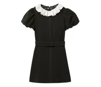 Puffärmel-Minikleid mit Rüschenkragen - Schwarz