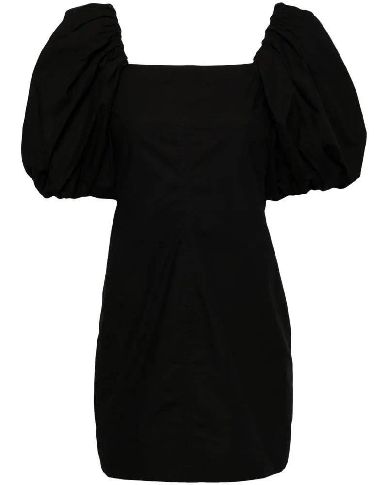 Ganni Minikleid aus Bio-Popeline - Schwarz Schwarz