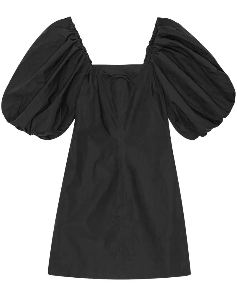 Ganni Minikleid aus Bio-Popeline - Schwarz Schwarz