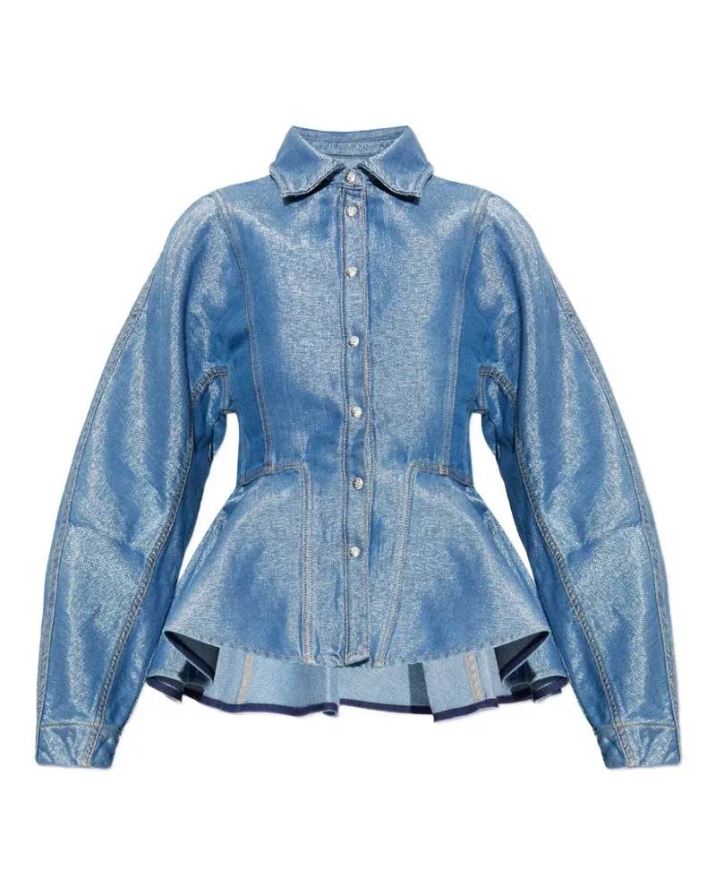 Ganni buttonned peplum denim jacket - Blau Blau