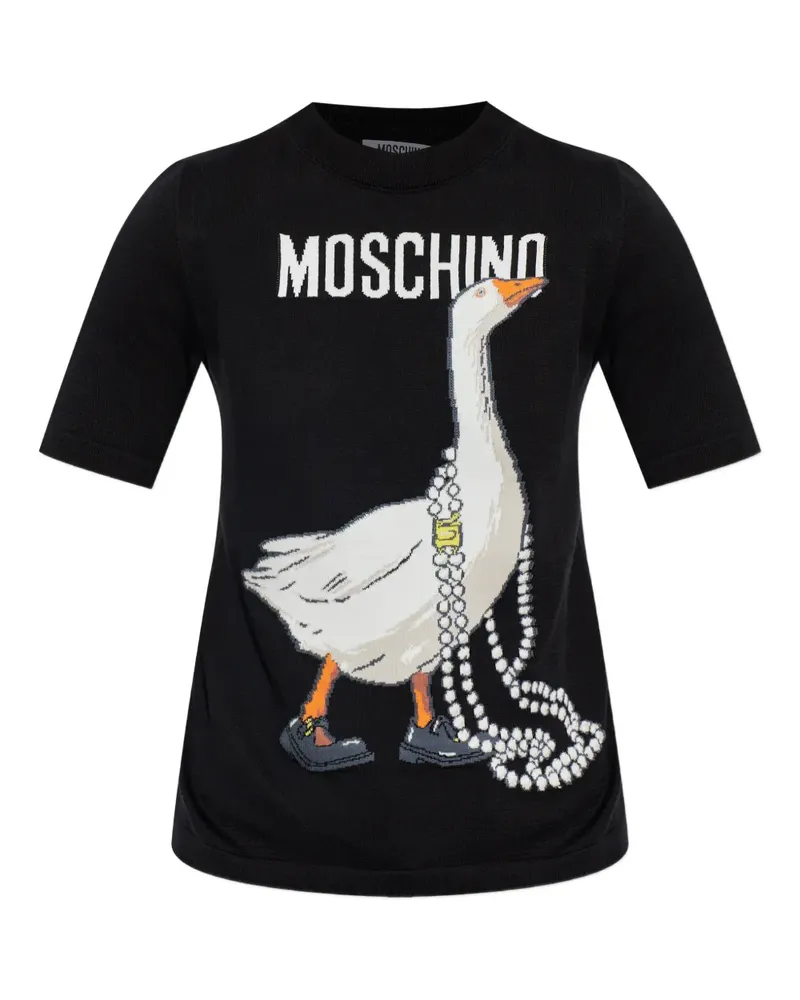 Moschino goose print T-shirt - Schwarz Schwarz