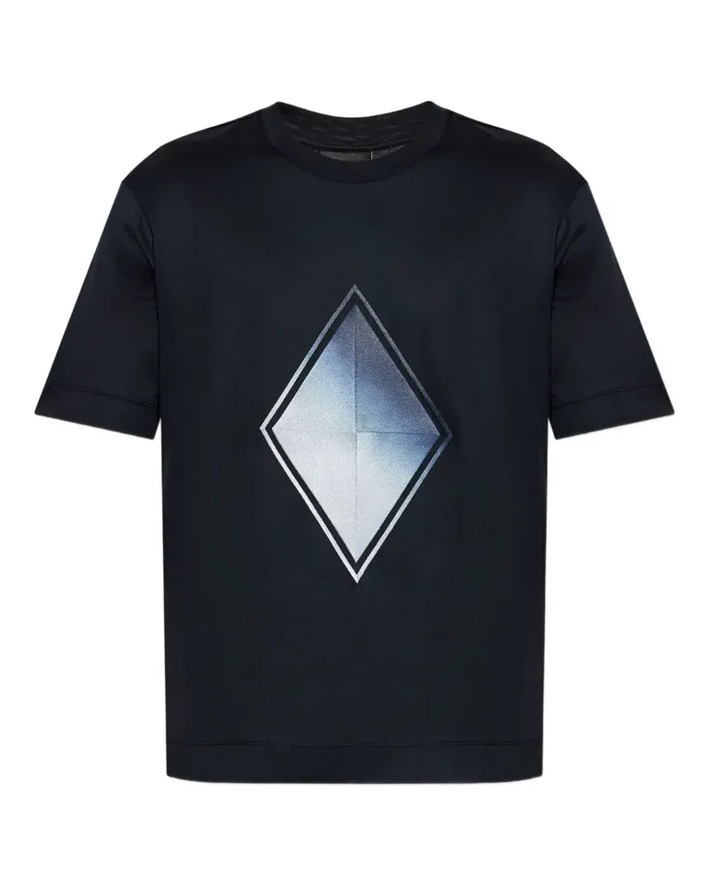 Emporio Armani T-Shirt mit Rautenmuster - Blau Blau