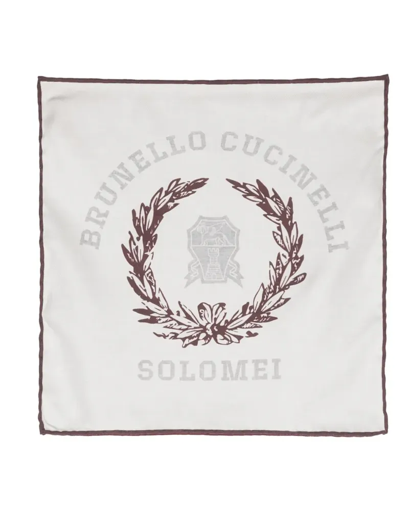 Brunello Cucinelli Seidenschal mit Logo-Print - Nude Nude