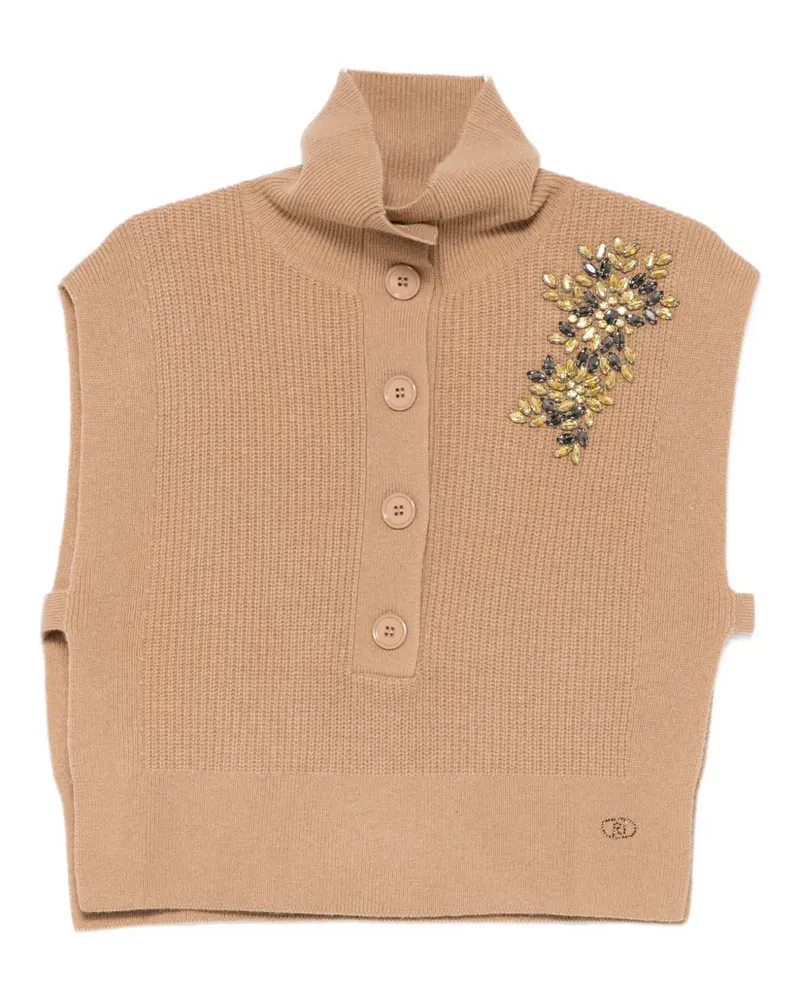 Liu Jo crystal-embellished button-up vest - Braun Braun