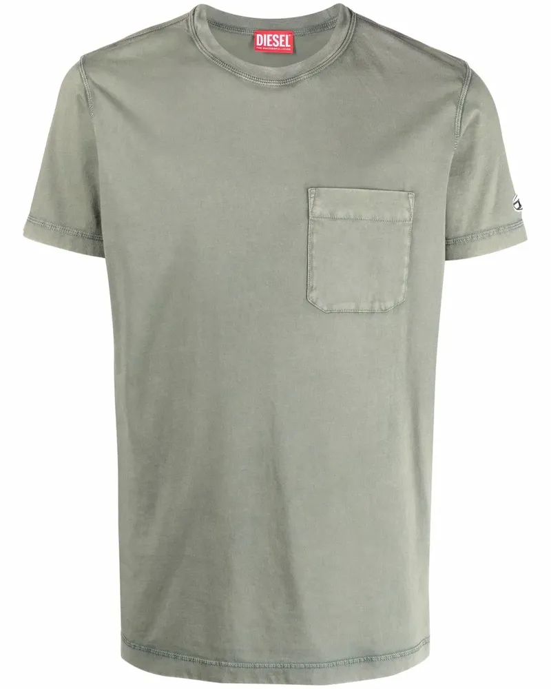 Diesel T-Shirt mit aufgesetzter Brusttasche - Schwarz Schwarz