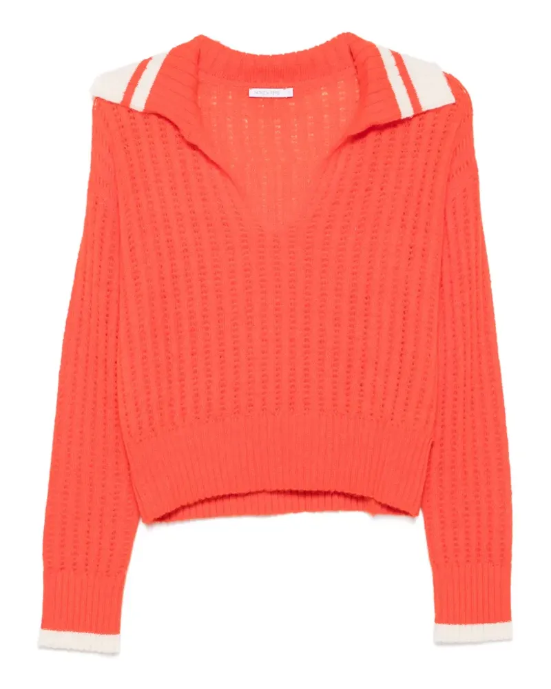 Patrizia Pepe stripe-detail open-knit sweater - Orange Orange