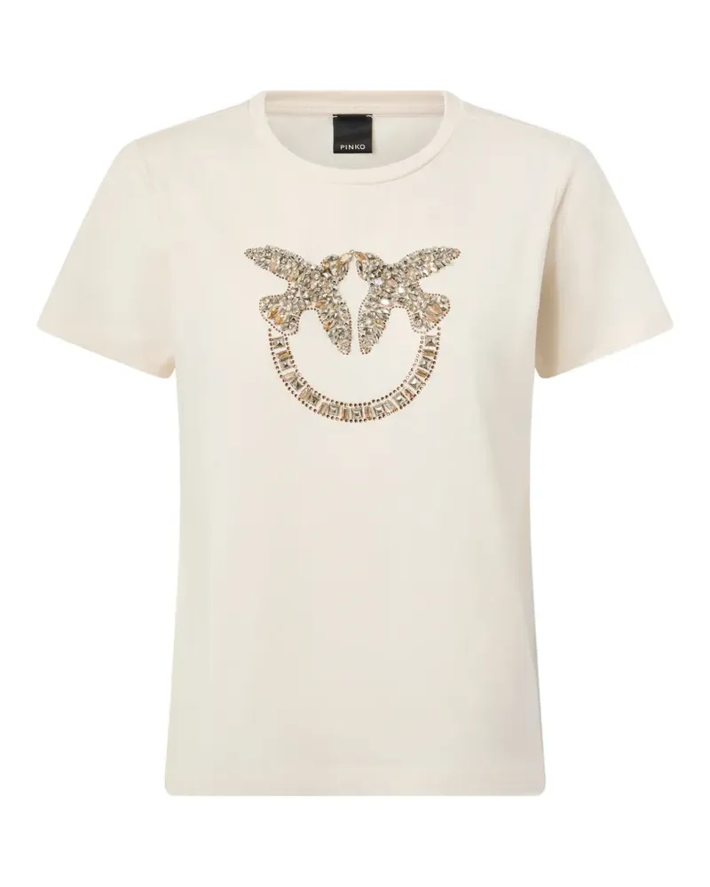 Pinko T-shirt with Love Birds jewel maxi embroidery - Nude Nude