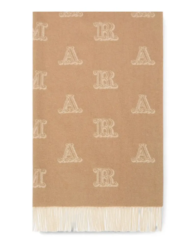 Max Mara monogram-jacquard fringed scarf - Braun Braun