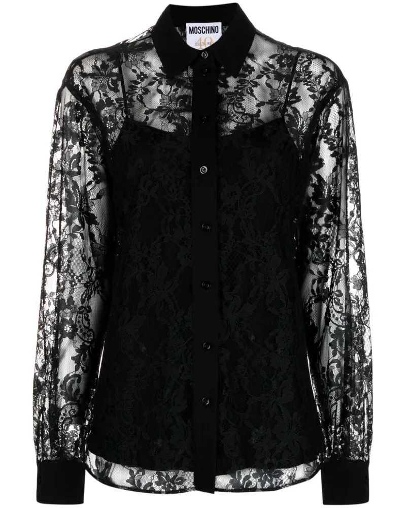 Moschino Hemd aus Blumenspitze - Schwarz Schwarz