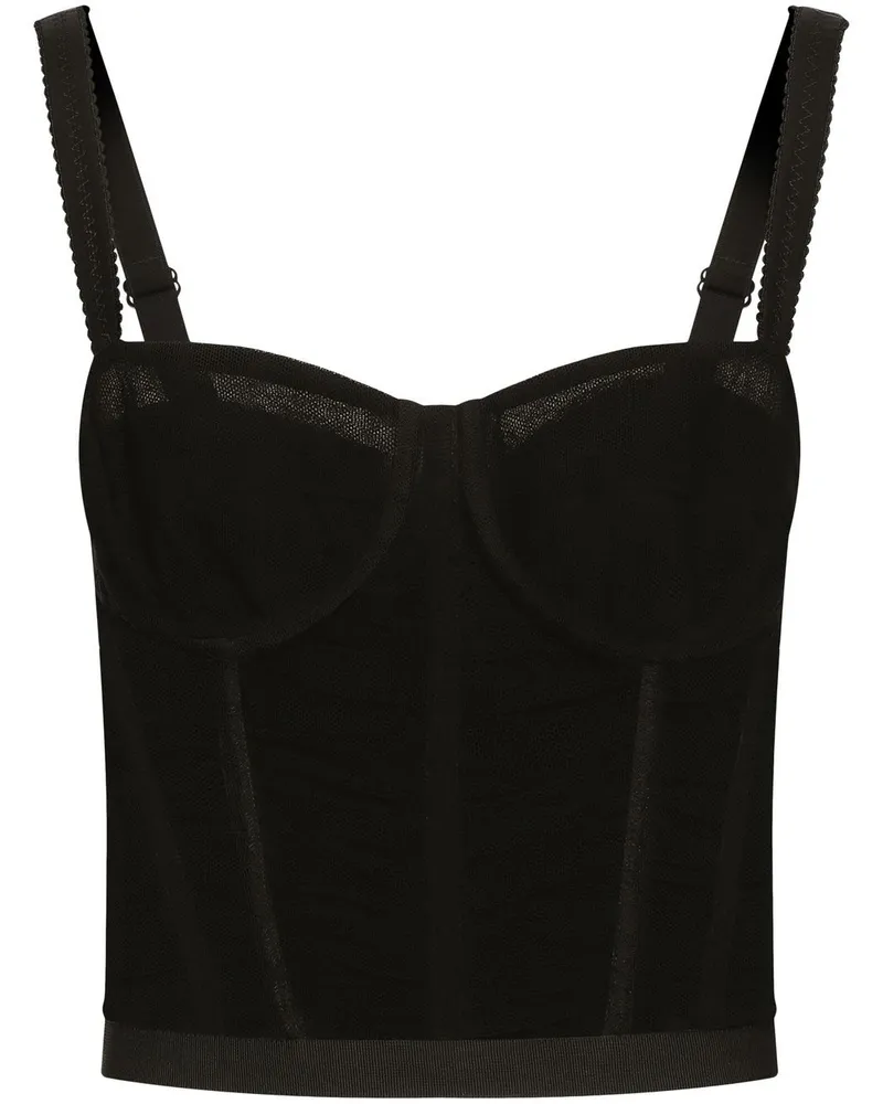 Dolce & Gabbana Drapiertes Korsett-Top - Schwarz Schwarz
