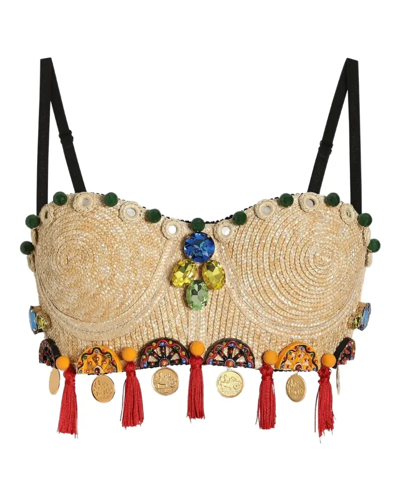 Dolce & Gabbana Raffia-Top mit Stickerei - Nude Nude