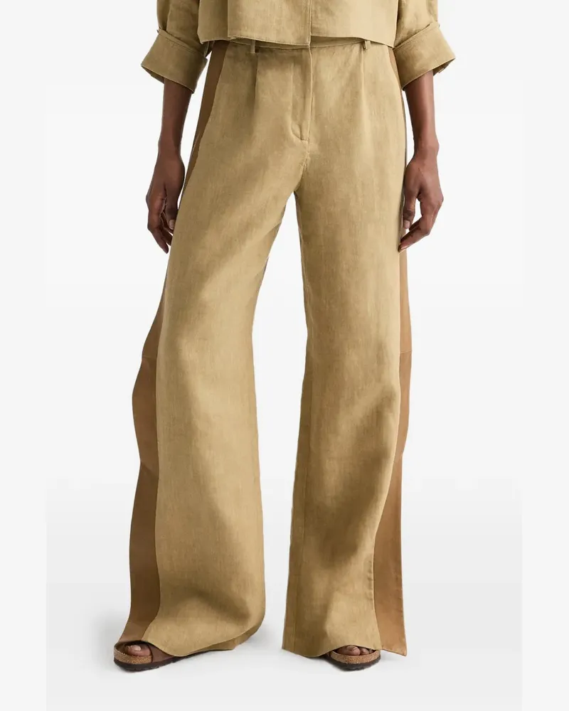 TWP side-stripe wide-leg trousers - Nude Nude