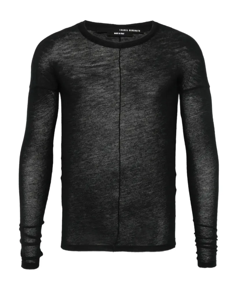 Isabel Benenato Langarmshirt mit Daumenlöchern - Schwarz Schwarz