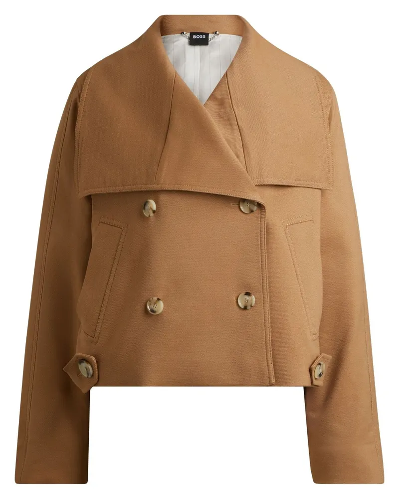 HUGO BOSS Cropped-Jacke mit drapiertem Kragen - Braun Braun