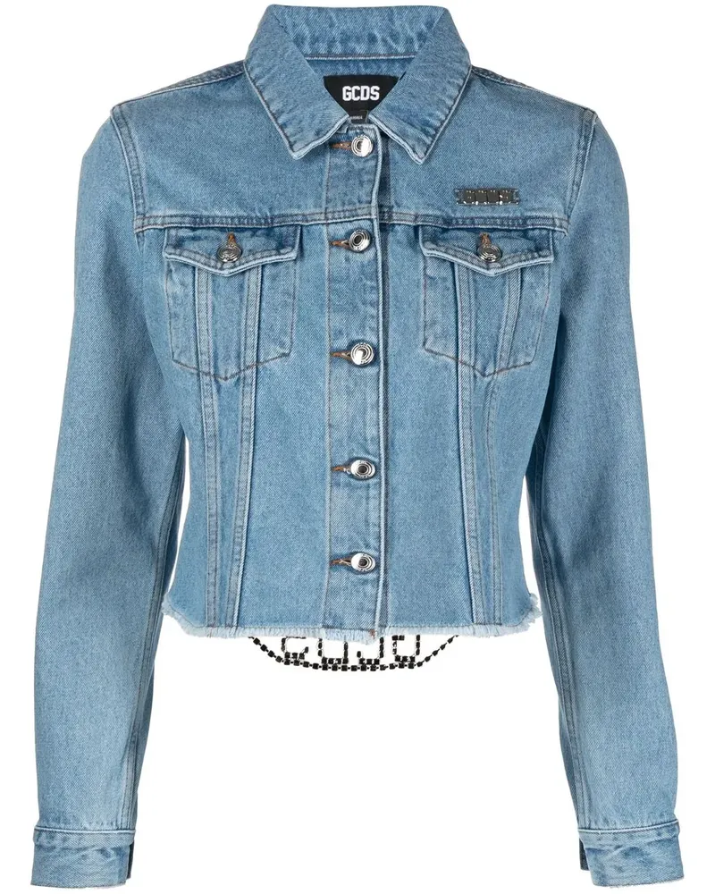 GCDS Cropped-Jeansjacke mit Logo - Blau Blau