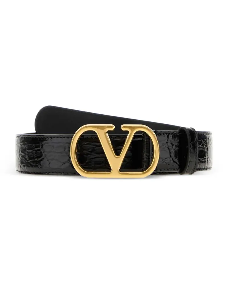 Valentino Garavani VLogo Signature croc-effect belt - Schwarz Schwarz