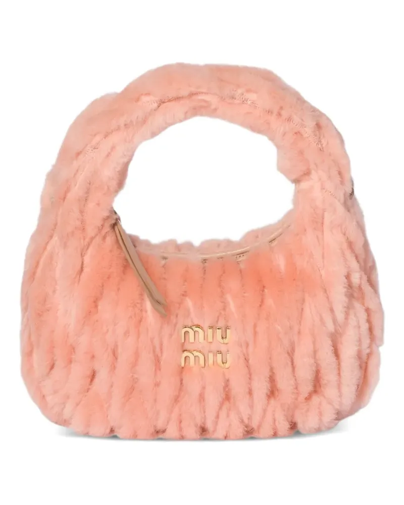 Miu Miu Wander Schultertasche aus Shearling - Rosa Rosa