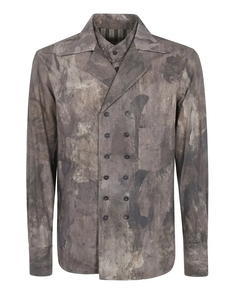 Ziggy Chen Doppelreihiges Hemd im Layering-Look - Grau Grau