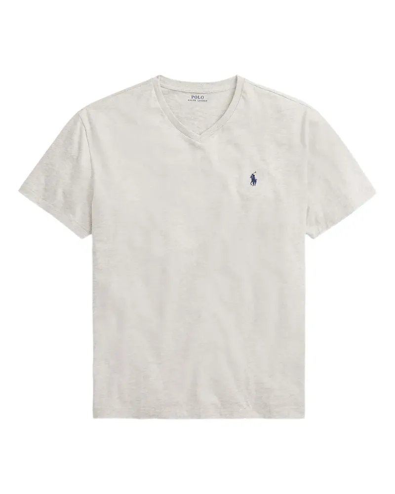 Ralph Lauren V-Ausschnitt-T-Shirt mit Logo-Stickerei - Grau Grau