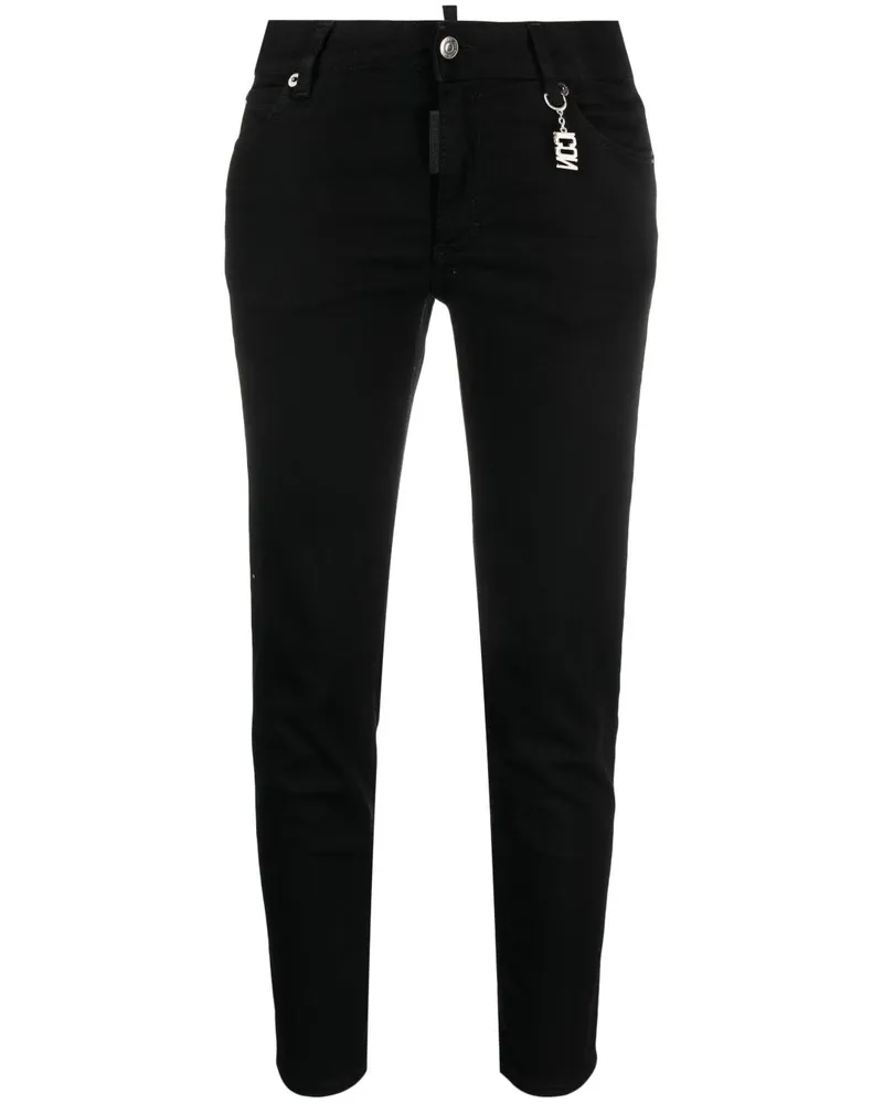 Dsquared2 Tapered-Jeans mit Logo-Schild - Schwarz Schwarz