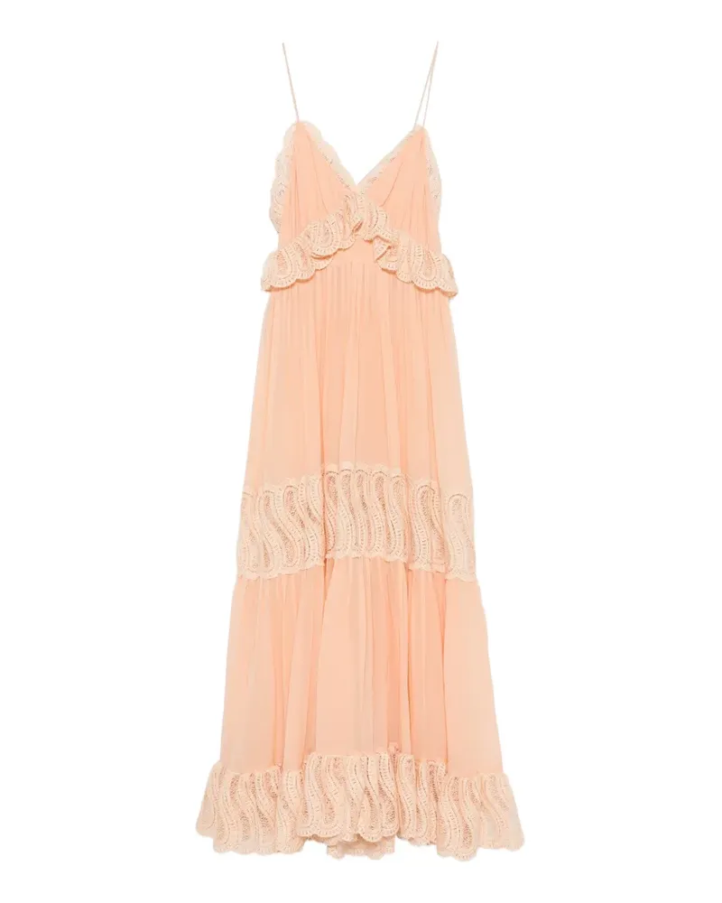 Raquel Diniz Lory crochet-trim pleated dress - Rosa Rosa