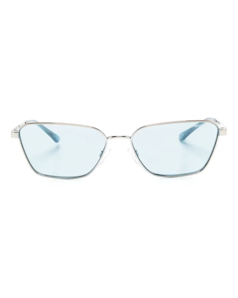 Emporio Armani Eckige Brille mit Logo-Gravur - Silber Silber