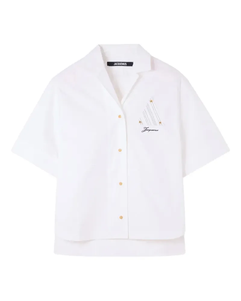Jacquemus embroidered-logo short-sleeved shirt - Weiß Weiß