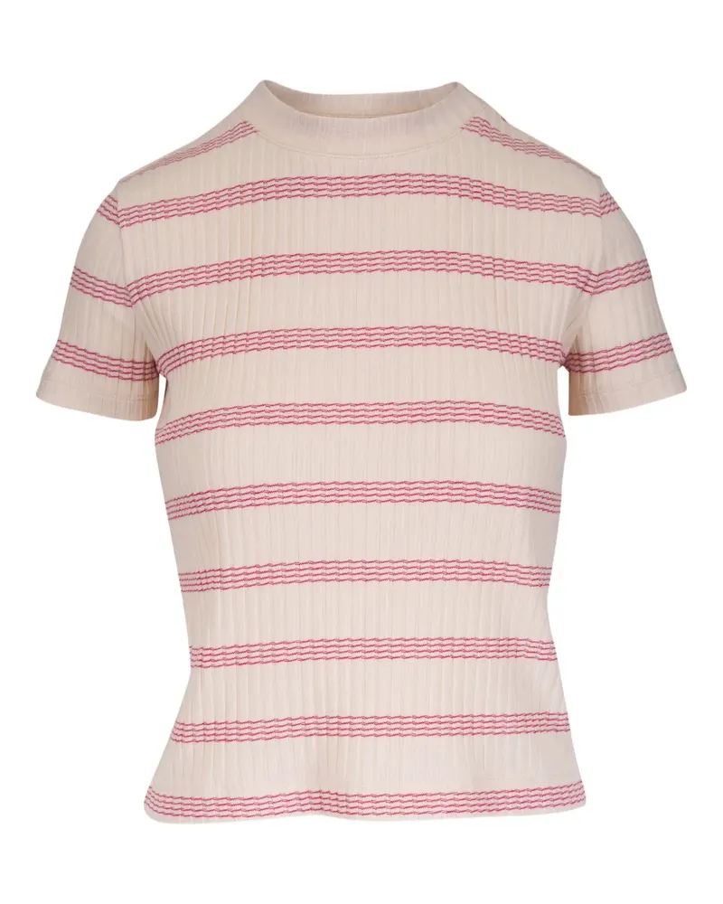 Vince Geripptes T-Shirt mit Streifen - Nude Nude