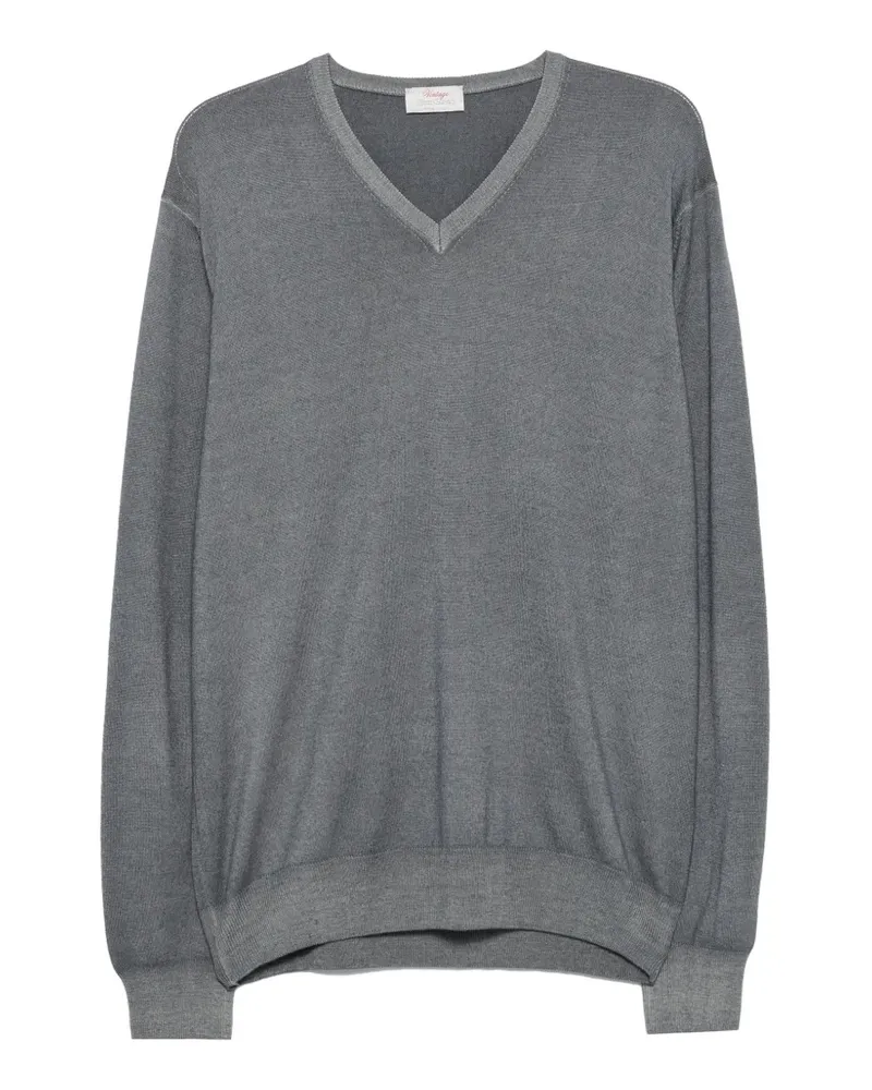 Gran Sasso elbow-patch V-neck wool sweater - Grau Grau