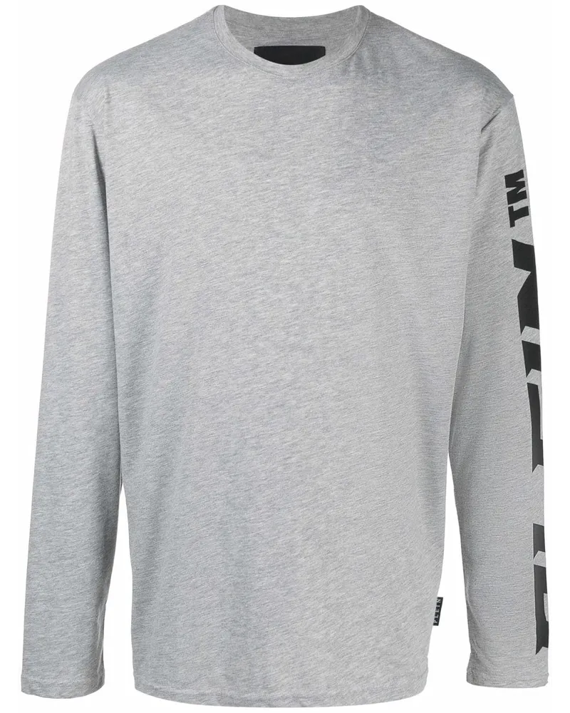Philipp Plein Langarmshirt mit Logo-Print - Grau Grau