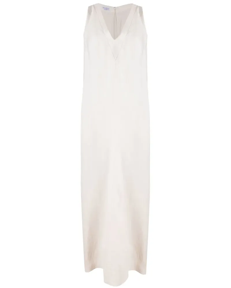 Brunello Cucinelli Midikleid mit V-Ausschnitt - Nude Nude