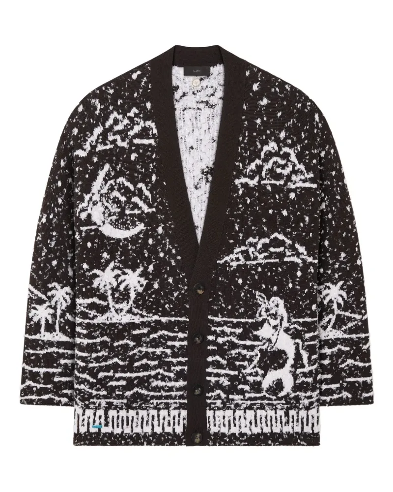 Alanui Ocean Whispers Cardigan mit Palmen-Print - Schwarz Schwarz