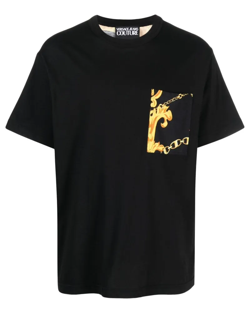 Versace Jeans T-Shirt mit Barockmuster - Schwarz Schwarz