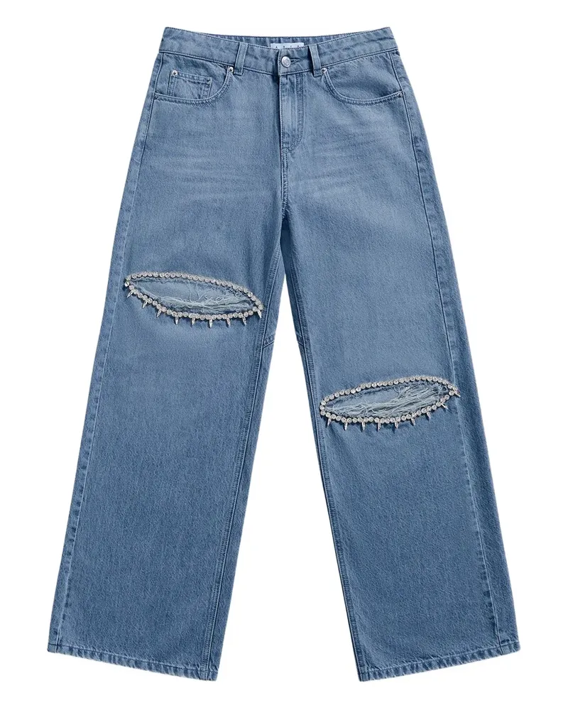 Area Jeans mit Kristallen - Blau Blau